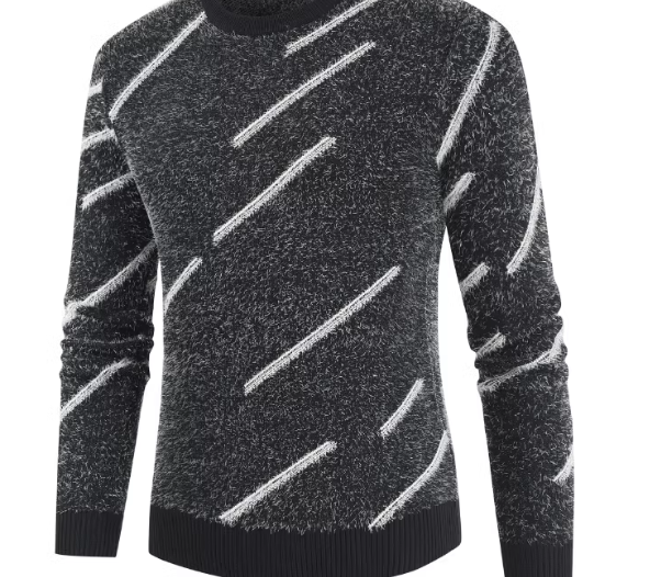 Men's Slim Fit Round Neck Mohair Sweater