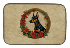 Doberman Pinscher Christmas Flowers Dish Drying Mat