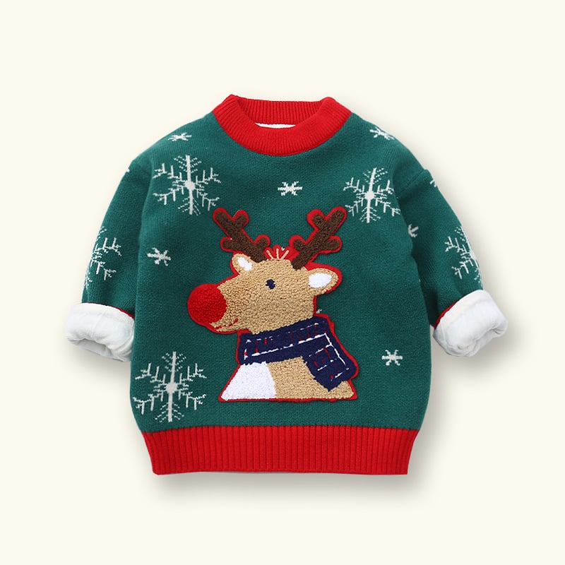 Children's Thickened Reindeer Pullover Sweater