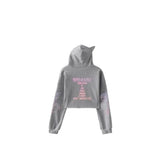 MINDYGOO Custom Logo Fashion Crop Top Cat Ear Hoodie