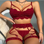 Lace Stitching Bra Lingerie Set