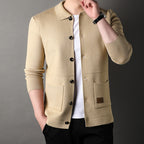 Men's Knitted Cardigan with Turn-down Collar Sweater