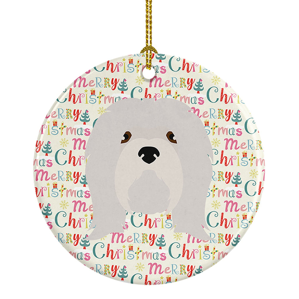 Lhasa Apso Merry Christmas Ceramic Ornament