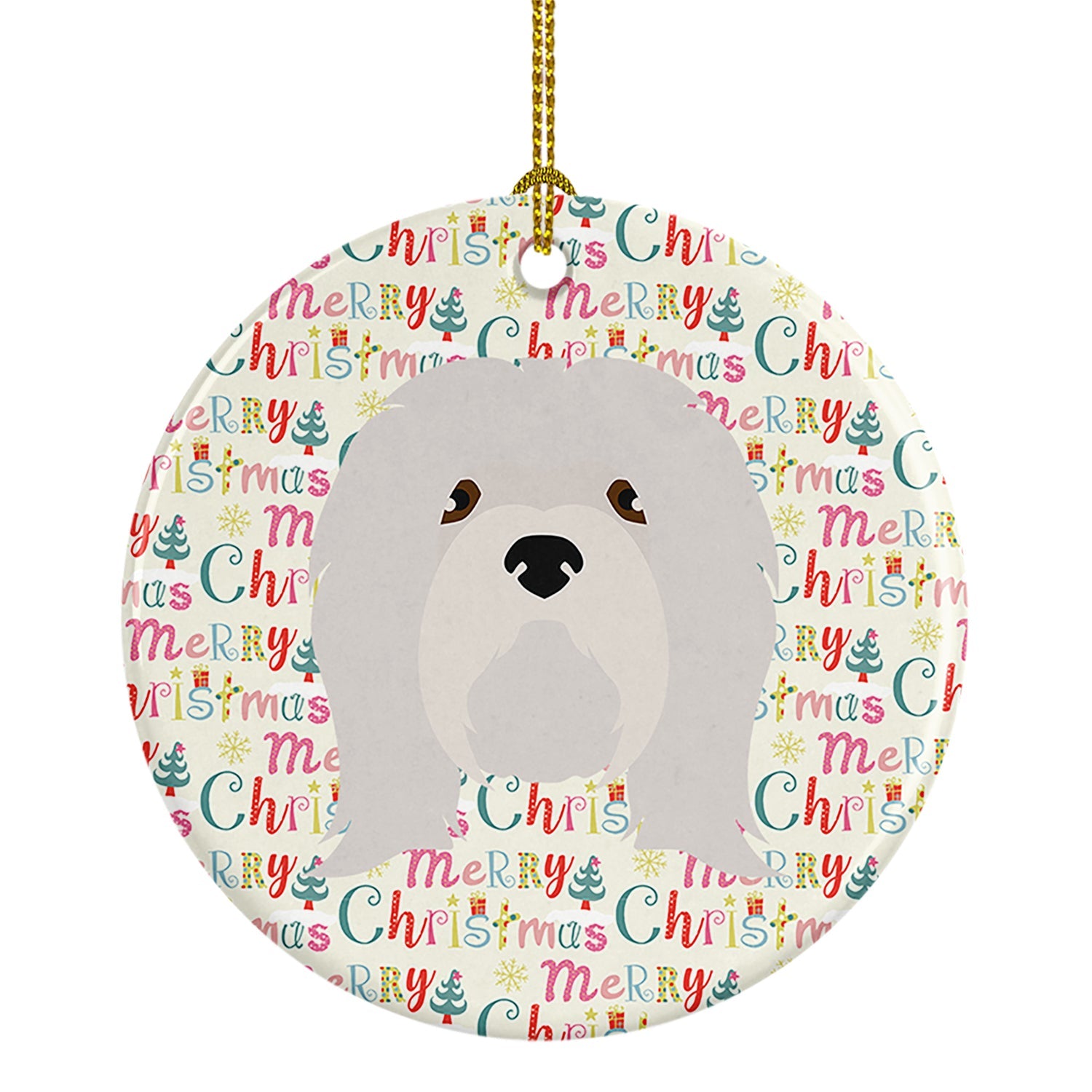 Lhasa Apso Merry Christmas Ceramic Ornament