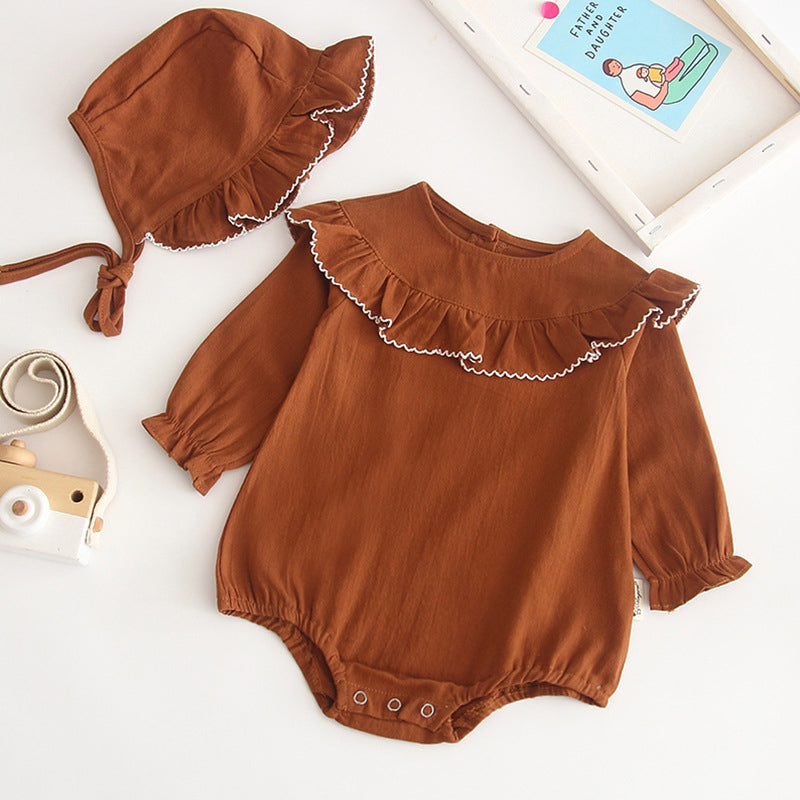 2020 Spring Korean Baby Ruffle Collar Bodysuit