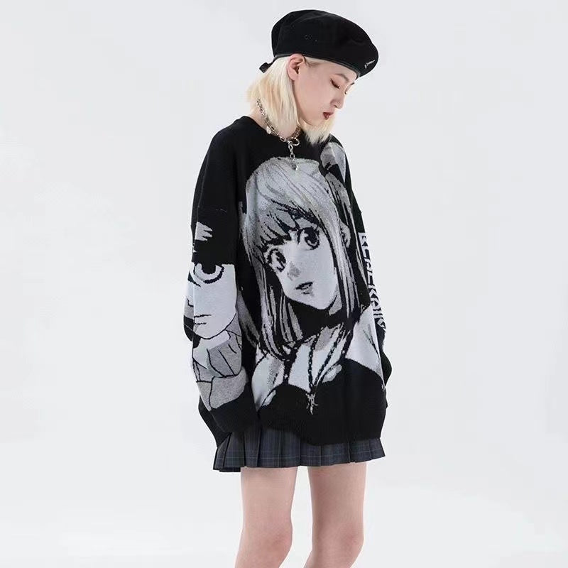 Y2K Women’s Hip Hop Harajuku Anime Girl Knitted Sweater