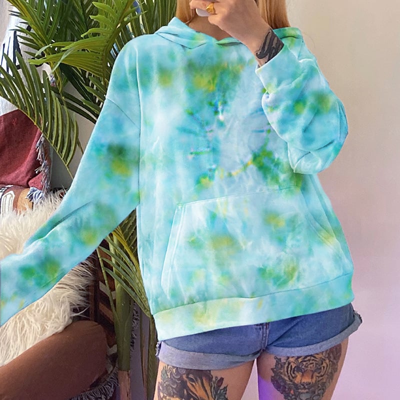 Loose Hooded Tie Dye Long Sleeve Sweatshirt | Streetwear