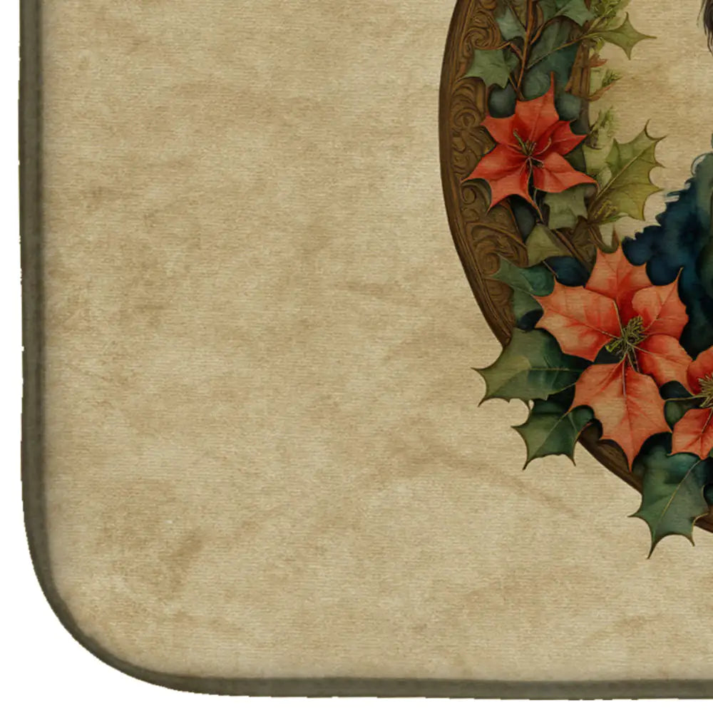 Newfoundland Christmas Flowers Dish Drying Mat