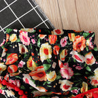Summer Girls' Short Sleeve Top & Floral Shorts Set