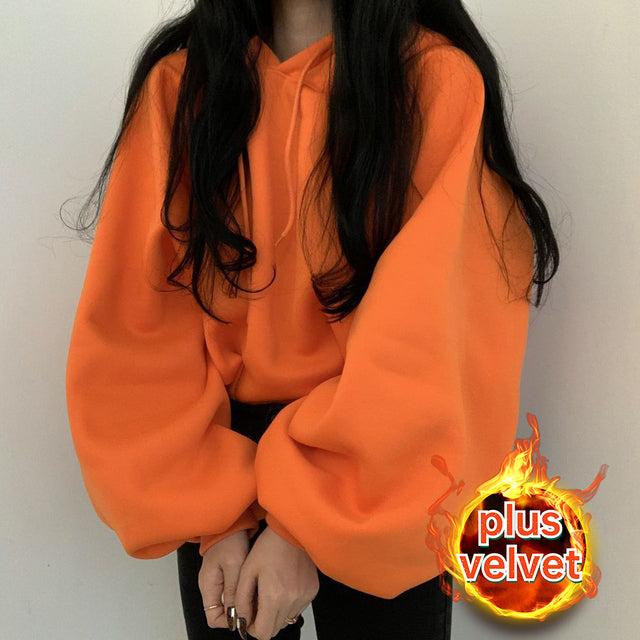Women's Lantern Sleeve Casual Hoodie, Harajuku Style, 10 Colors | Streetwear