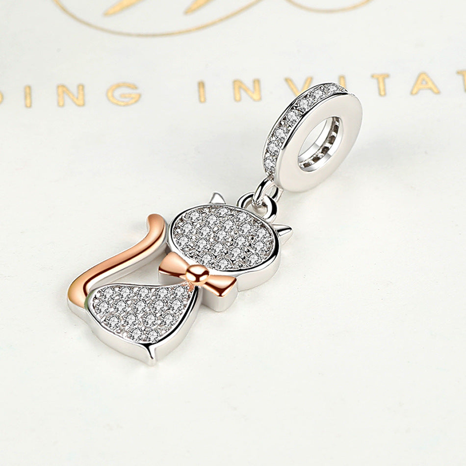 Silver Cat Charm Pendant