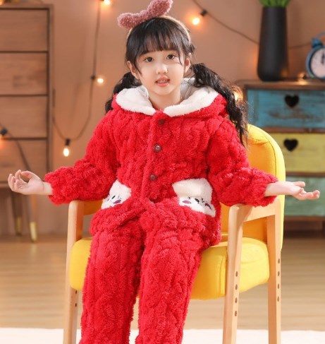 Coral Fleece Pajamas for Children and Women