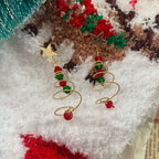 Color Contrast Design Christmas Tree Earrings for Women