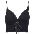 Lace-Up Crochet Bralette Camisole