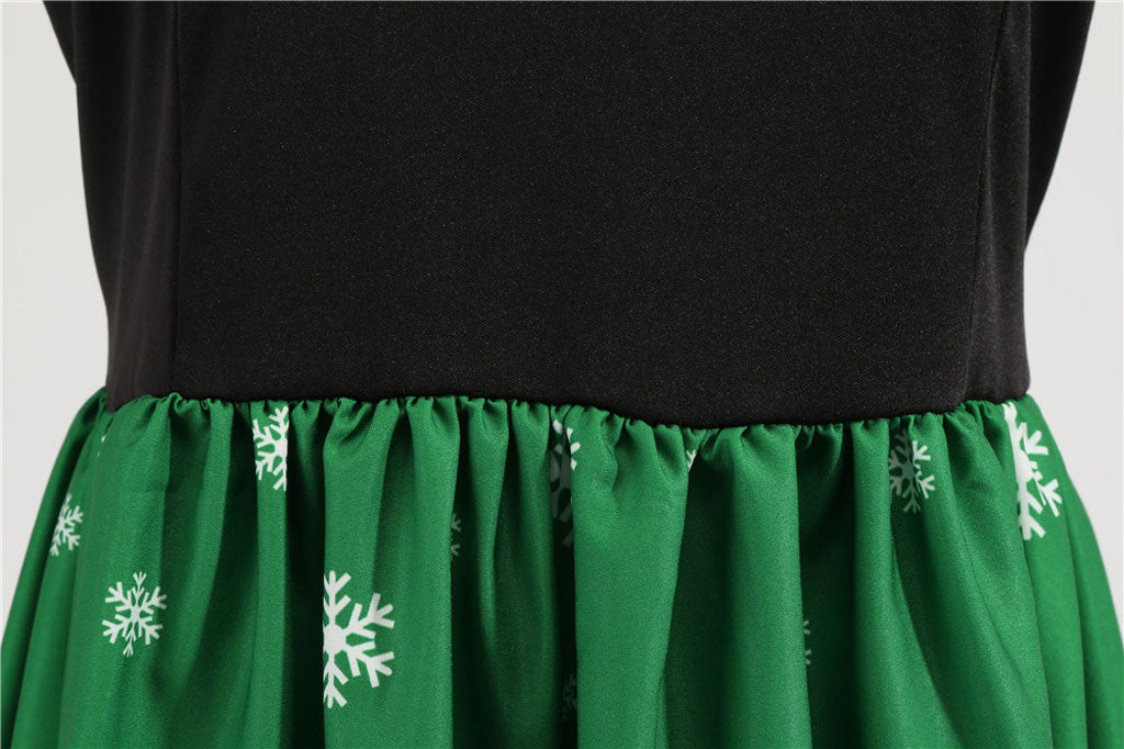 Christmas Rock Long Sleeve Floral Print Dress