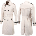Men's Long Slim Double Breasted Windbreaker Jacket