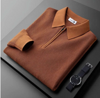 Men's Knitted Waffle Half-Zip Lapel Sweater