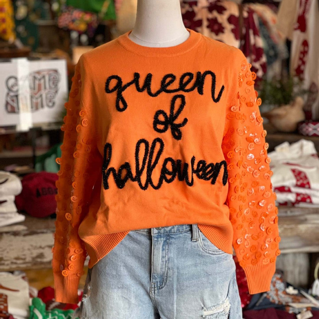 Pumpkin Sequins Round Neck Loose Sweatshirt Design | Streetwear