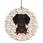 Merry Christmas Wire Haired Dachshund Black Tan Ceramic Ornament