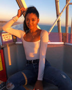 Women's Square Neck Long Sleeve Bodysuit