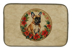 French Bulldog Christmas Flowers Dish Drying Mat