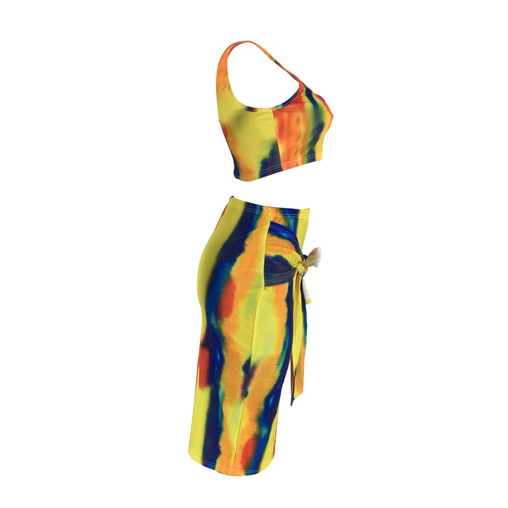 Tie-Dye Camisole and Midi Skirt Set