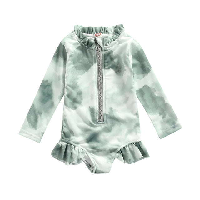 Quick-Dry Sun Protection One-Piece Swimsuit for Girls