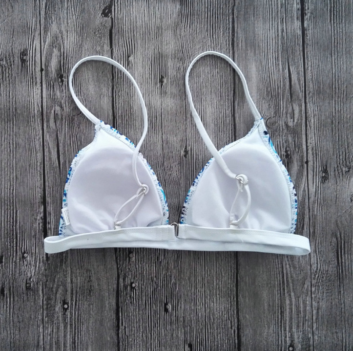Women's Blue and White Porcelain Bikini Swimwear