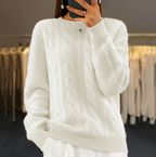 Women's Retro Cable-Knit Pullover Sweater | Streetwear
