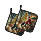Lancashire Heeler and Santa Claus Pair of Pot Holders
