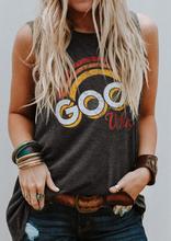 Summer Rainbow Letter Print Round Neck Tank Top