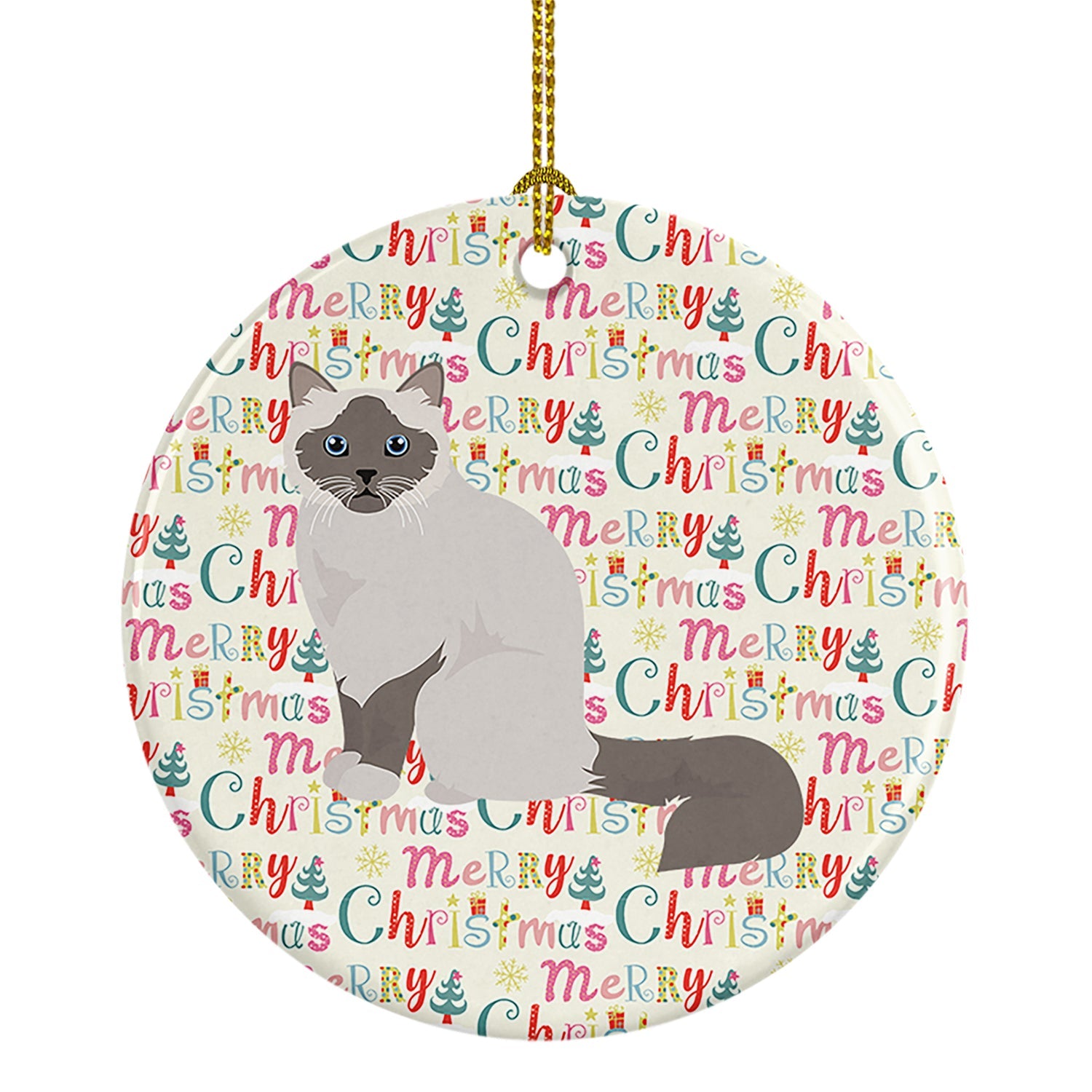 Birman Cat Christmas Ceramic Ornament