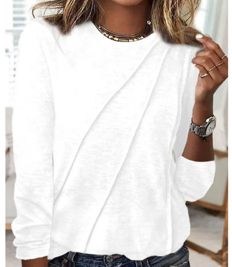 Solid Color Long Sleeve Pullover Top | Streetwear
