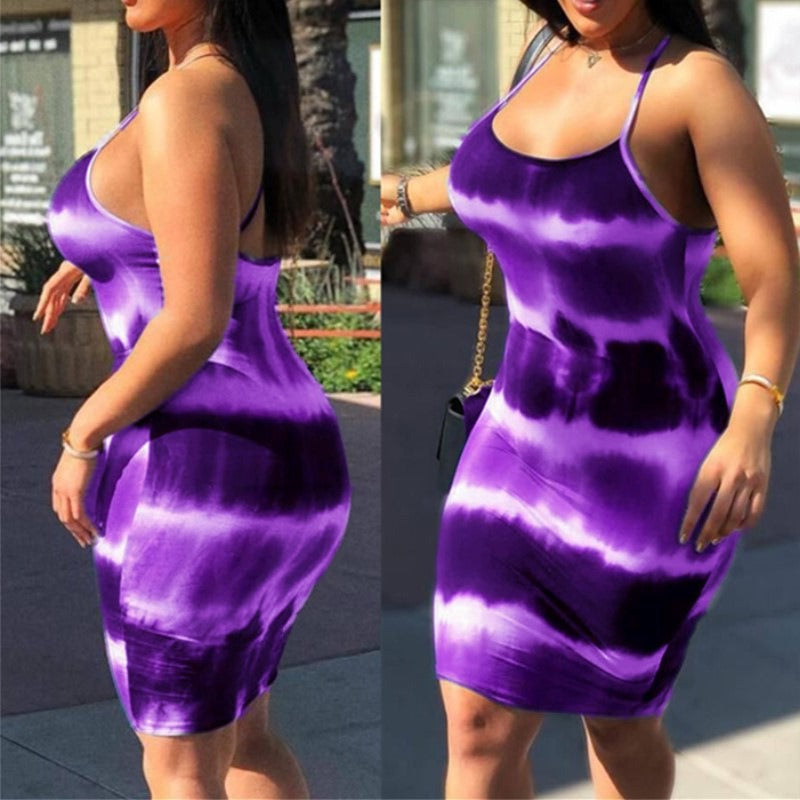 Women's Halter Tie-Dye Dress for Festivals and Dating