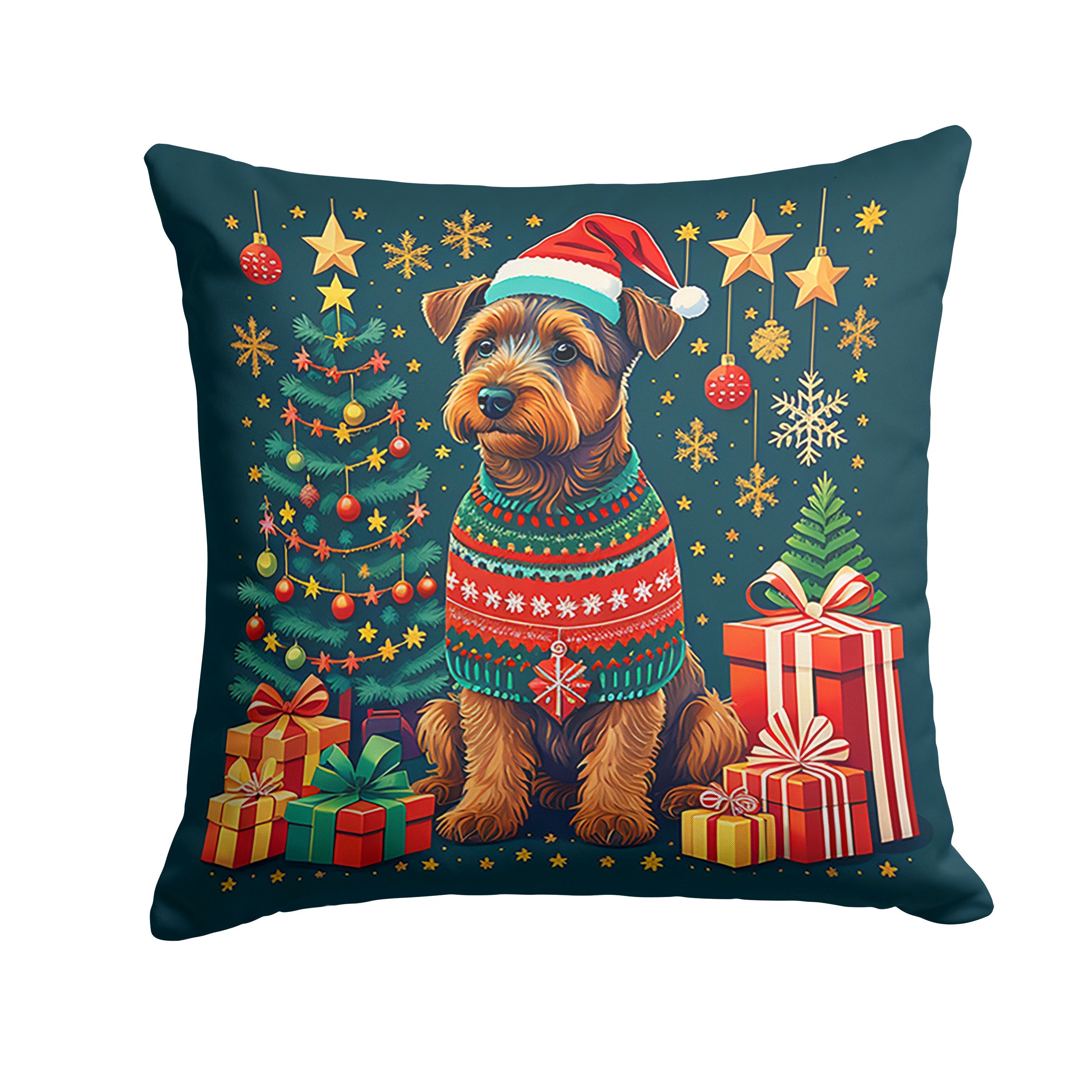 Welsh Terrier Christmas Throw Pillow