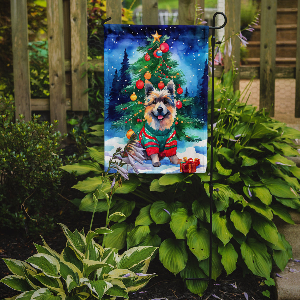Keeshond Christmas Garden Flag