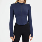 Women's Skinny Slim Zipper Short Stand Collar Coat