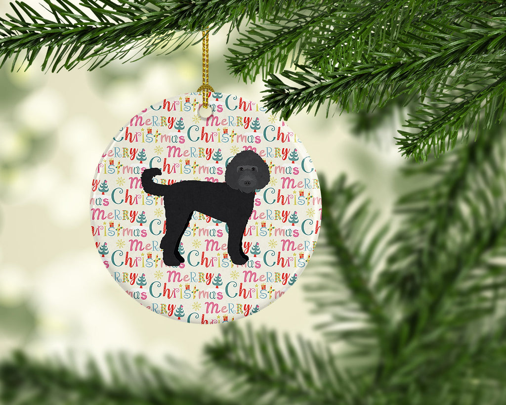 Labradoodle Merry Christmas Ceramic Ornament