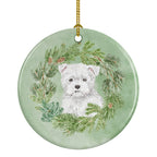 West Highland White Terrier Puppy Christmas Wreath Ceramic Ornament