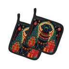 Black Labrador Retriever Christmas Pair of Pot Holders