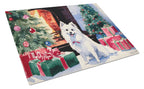 Japanese Spitz Cozy Christmas Glass Cutting Board
