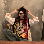 Kawaii Cartoon O-Neck Sleeveless Sweater Vest for Women