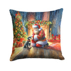 Schnauzer and Santa Claus Throw Pillow