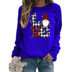 Plaid Love Printed Long Sleeve Santa Claus Sweater Coat