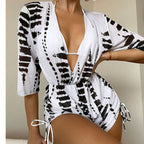 2024 High-Waisted Printed Swimsuit 3-Piece Set