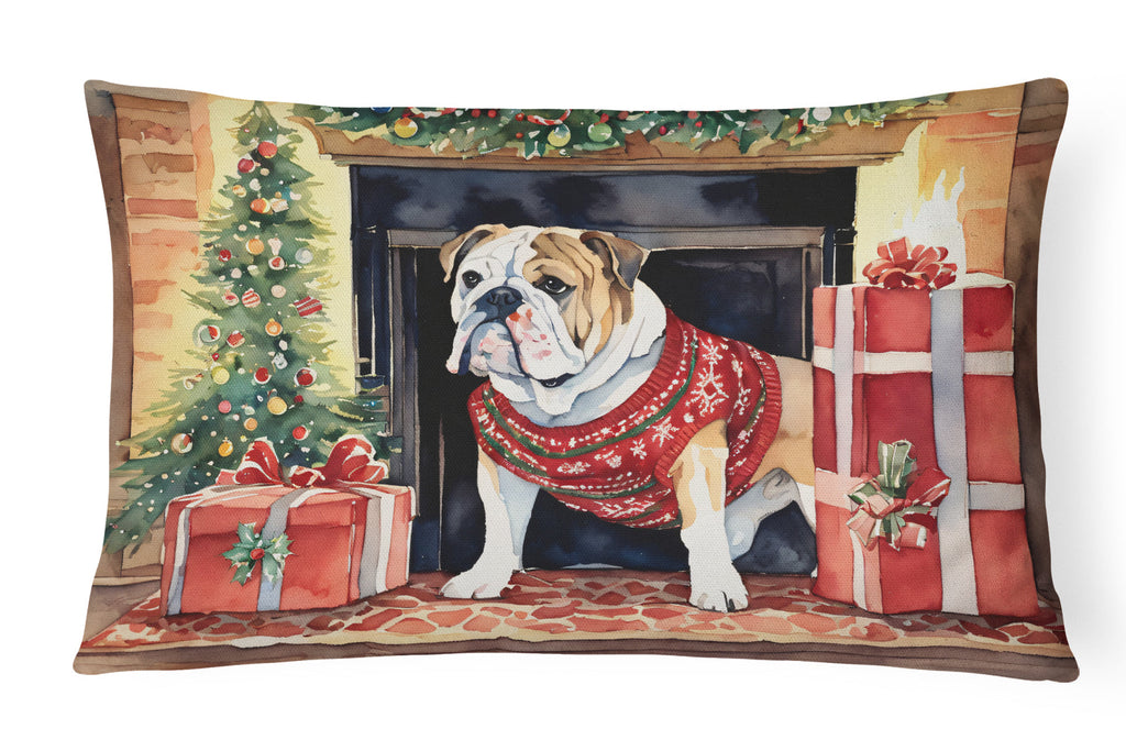 English Bulldog Christmas Throw Pillow