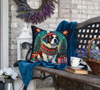 Saint Bernard Christmas Throw Pillow