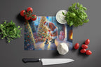 Australian Terrier and Santa Claus Glass Cutting Board