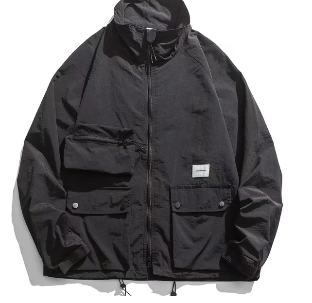 Functional Loose Fit Hunting Jacket with Lapel Design