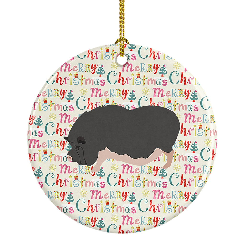 Vietnamese Pot-Bellied Pig Christmas Ceramic Ornament